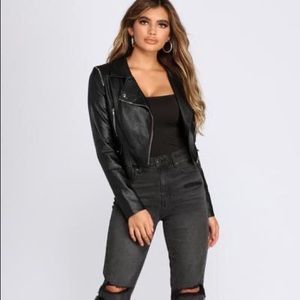 Black faux leather jacket